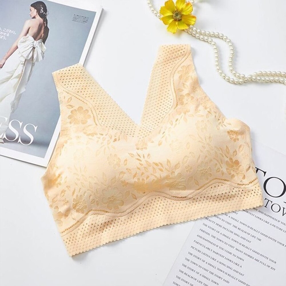 Brassière sans armatures à dentelle