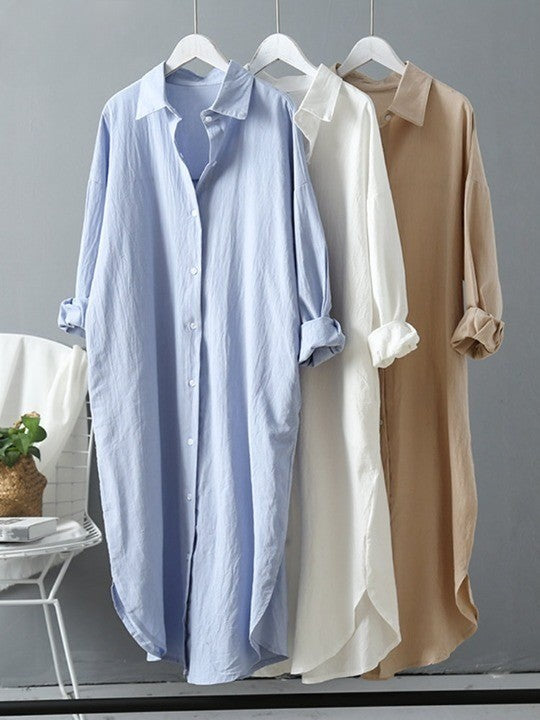 Longue robe chemise en lin