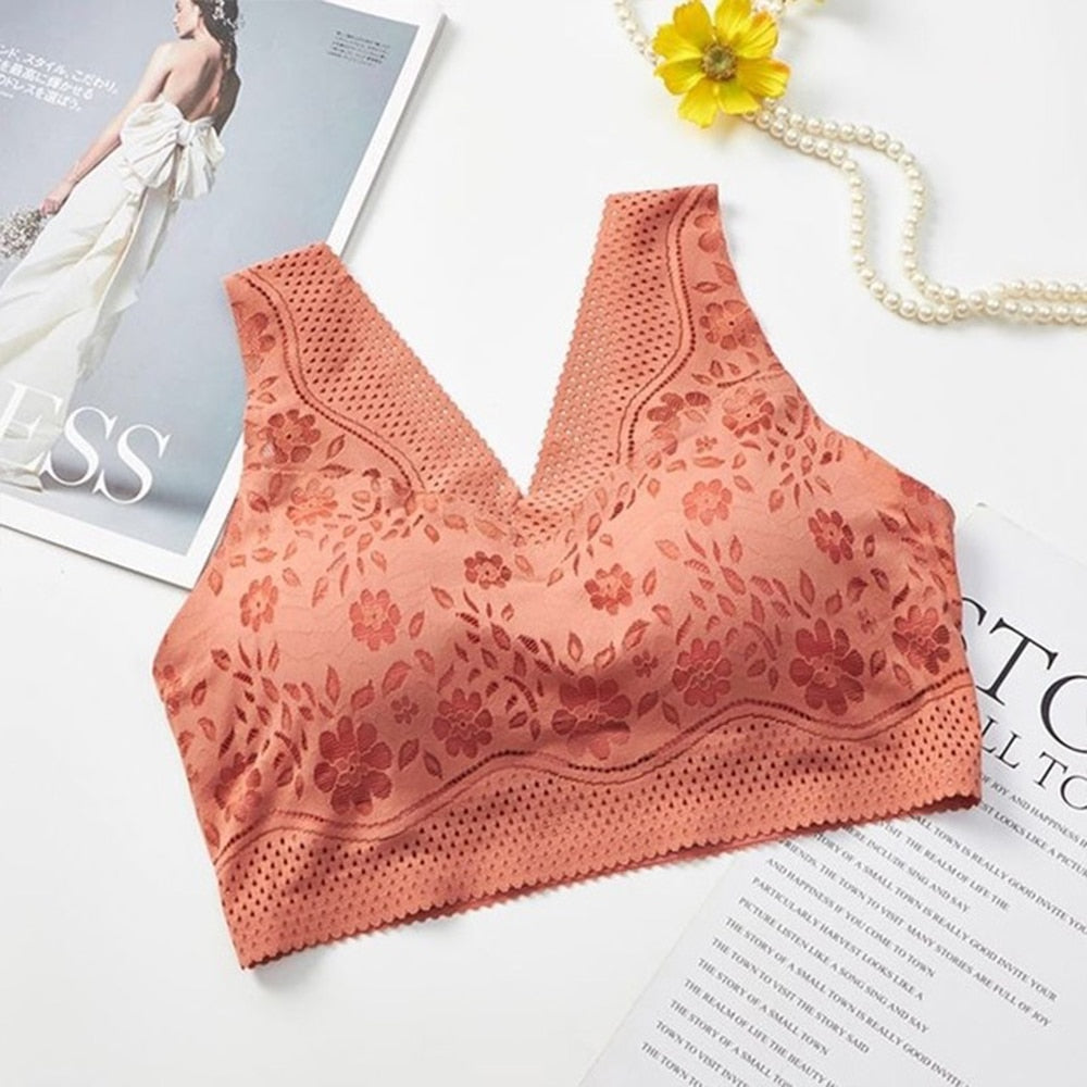Brassière sans armatures à dentelle
