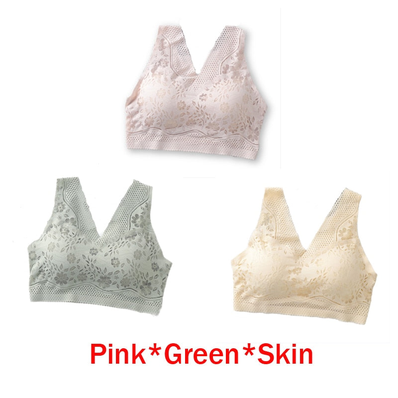 Brassière sans armatures à dentelle