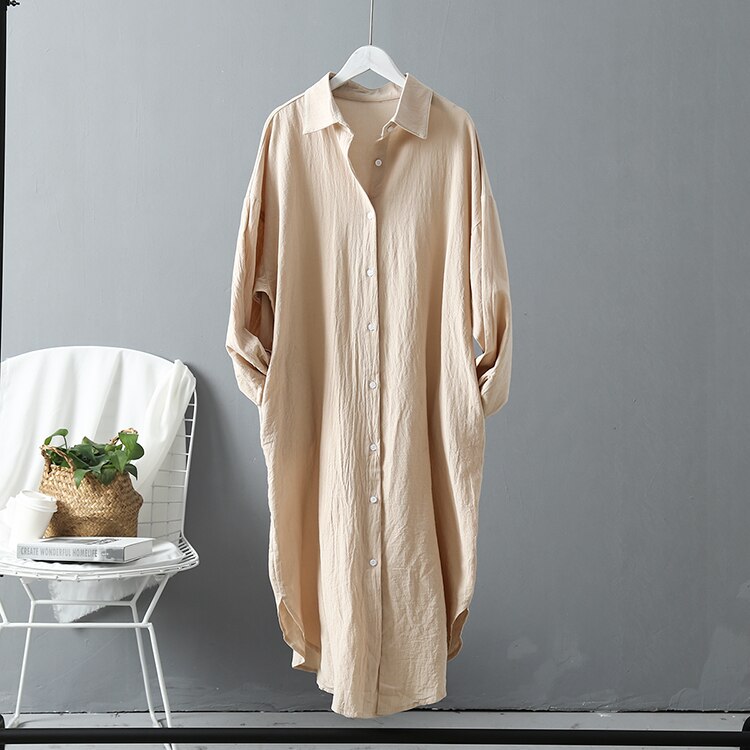 Longue robe chemise en lin
