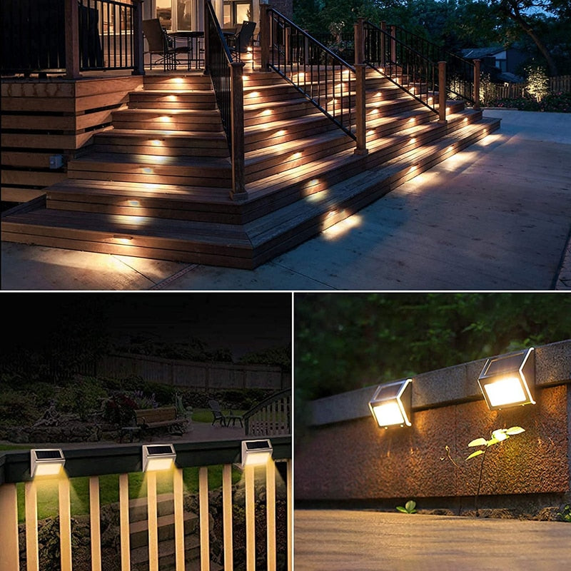 Lot de 4 Appliques LED solaires pour clôture 