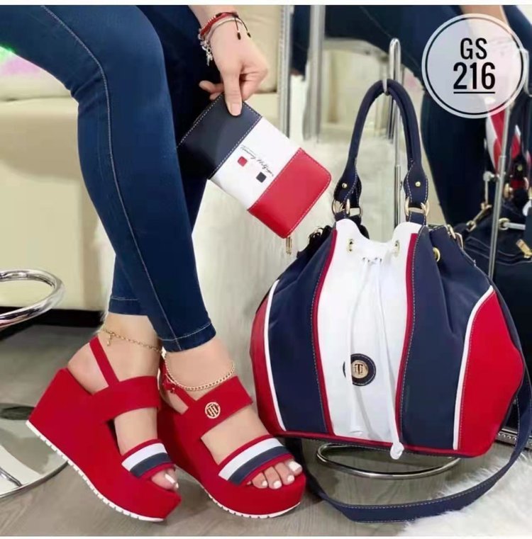 Sandales à plateforme - Bleu, Blanc & Rouge