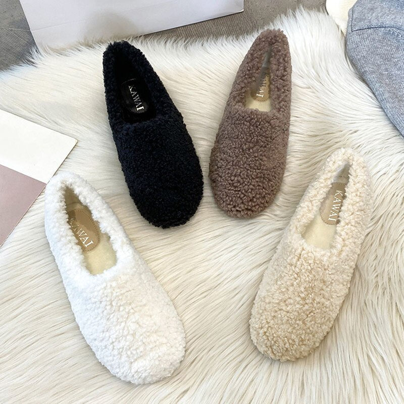 Mocassins d'intérieur en laine véritable