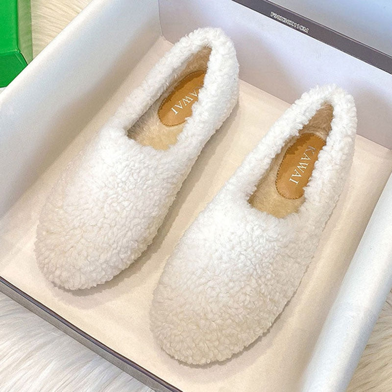 Mocassins d'intérieur en laine véritable