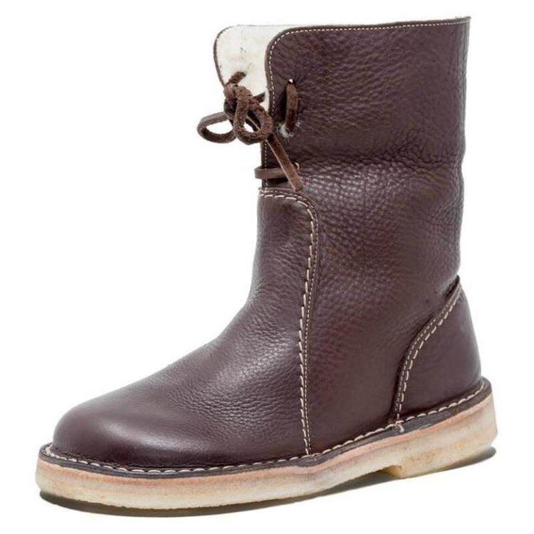Bottes en cuir intérieur polaire à lacet - 2 LOOKS