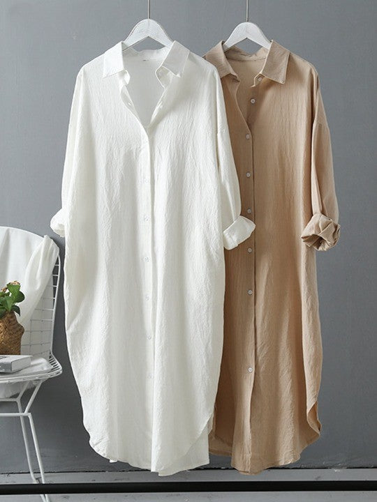 Longue robe chemise en lin