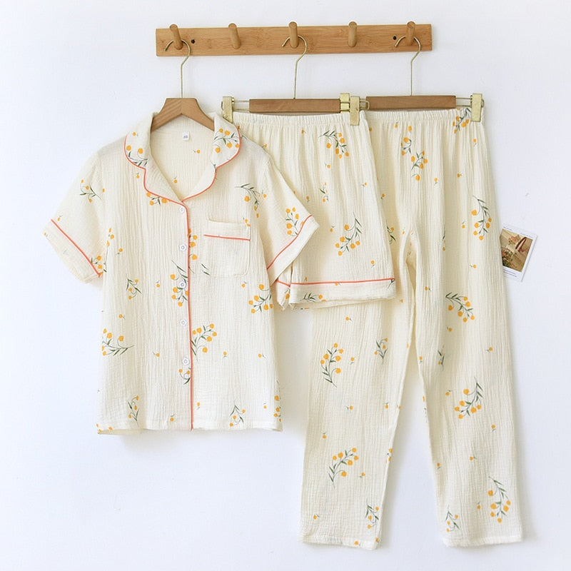 Ensemble 3PCS pyjama d'été vintage
