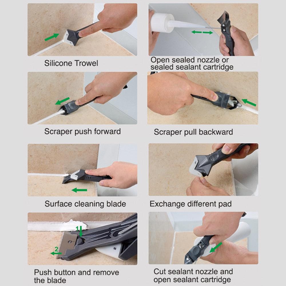 Outils 5 en 1 de calfeutrage en silicone