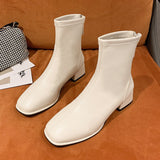 Bottines en Cuir PU à bout carré