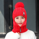 Bonnet 2 en 1 en laine tricotée - Femme