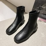 Bottines en Cuir PU à bout carré