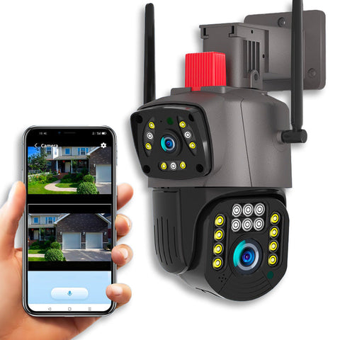 Caméra de Surveillance à double lentille avec vision nocturne et alarme
