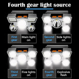 Lampe frontale à LED à cinq têtes