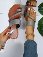 Flat Toe-Post Sandals - PU Leather