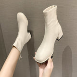 Bottines en Cuir PU à bout carré