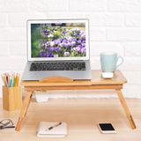 Table d'appoint pliable en bambou pour ordinateur portable