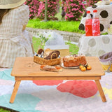 Table d'appoint pliable en bambou pour ordinateur portable