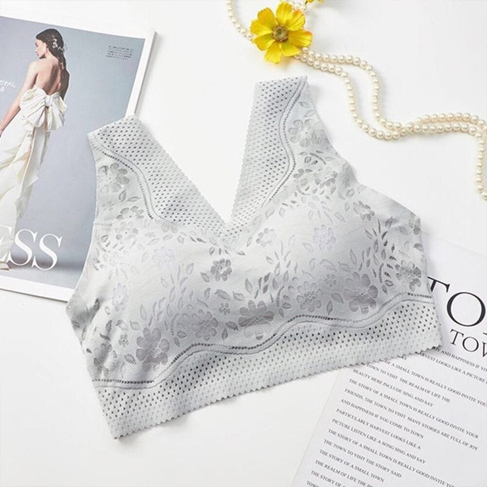 Brassière sans armatures à dentelle