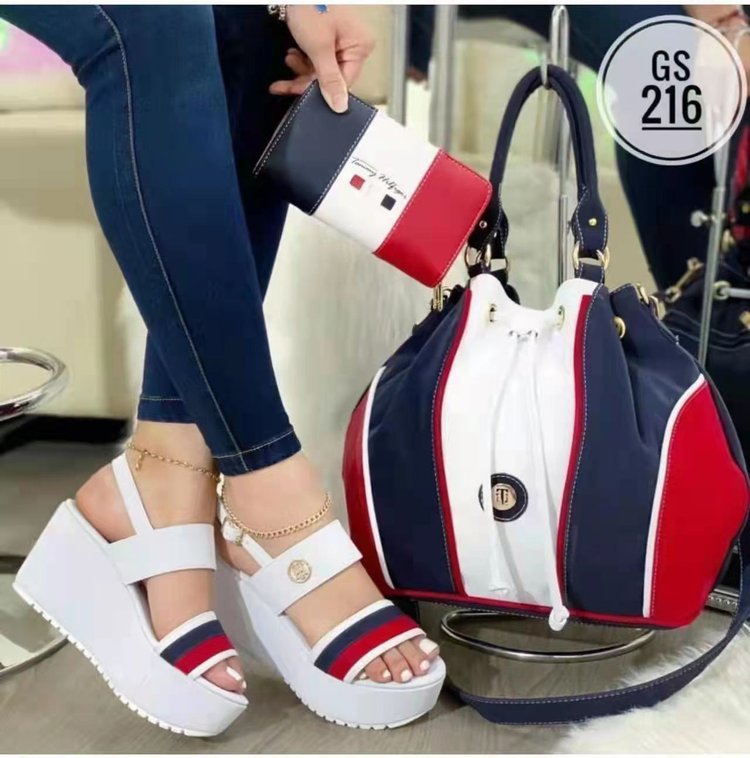 Sandales à plateforme - Bleu, Blanc & Rouge