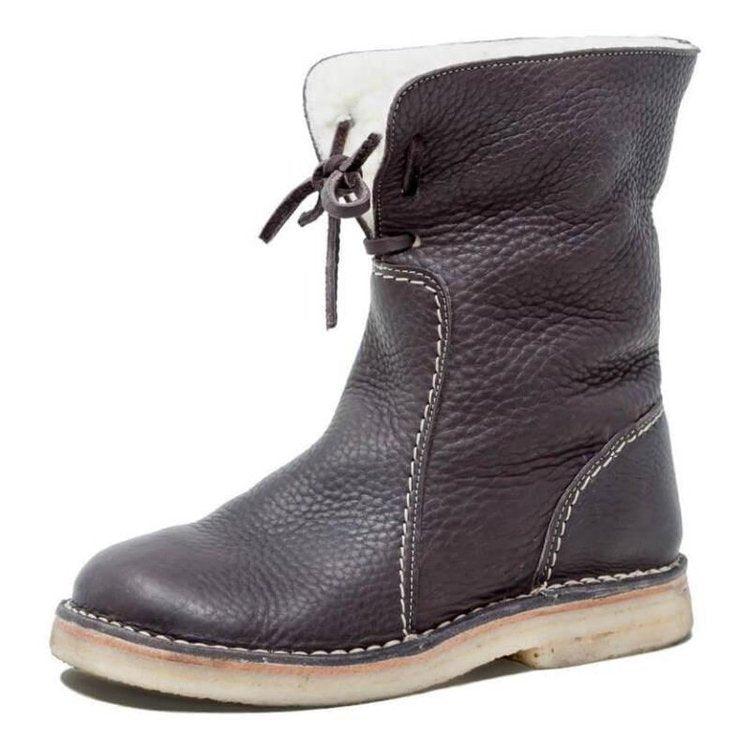Bottes en cuir intérieur polaire à lacet - 2 LOOKS