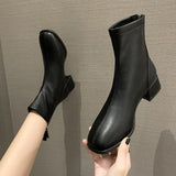 Bottines en Cuir PU à bout carré