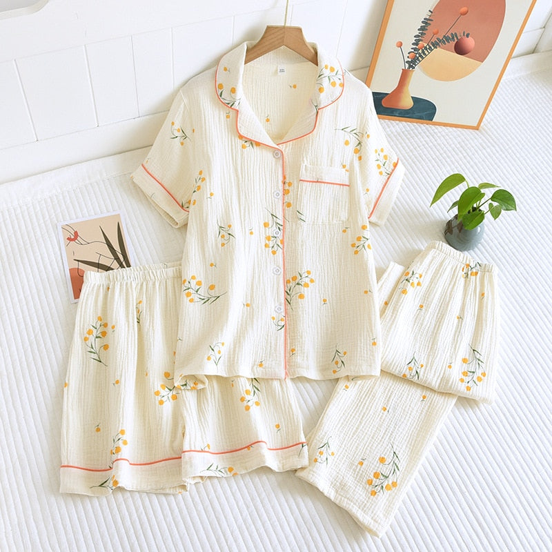 Ensemble 3PCS pyjama d'été vintage
